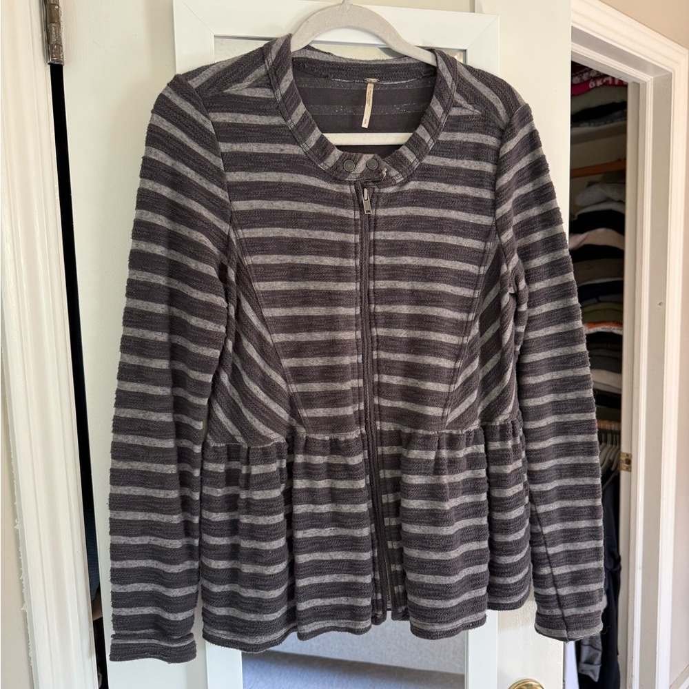 Free People - Striped Peplum Cardigan